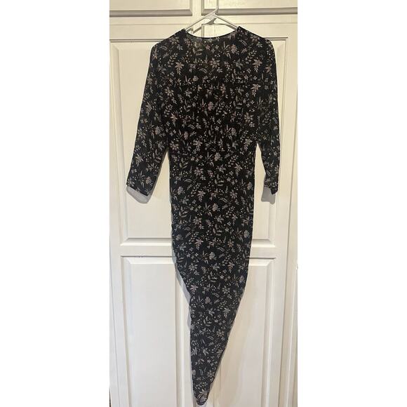 Veronica Beard Merrill 100% Silk Midi Dress High Front Slit Lined Floral Size 4 - Picture 12 of 16